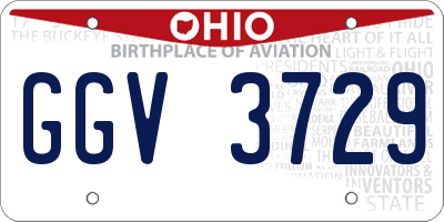 OH license plate GGV3729