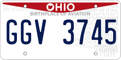 OH license plate GGV3745