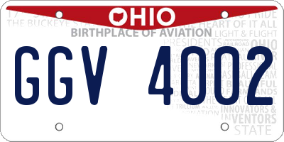 OH license plate GGV4002