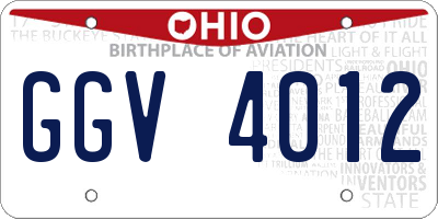 OH license plate GGV4012