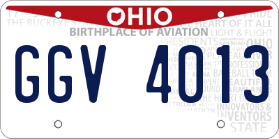 OH license plate GGV4013