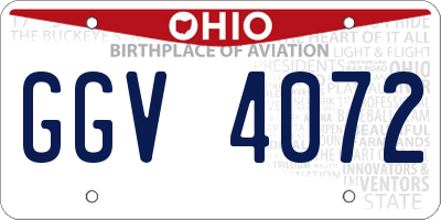 OH license plate GGV4072