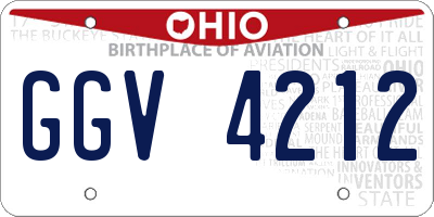 OH license plate GGV4212