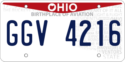 OH license plate GGV4216