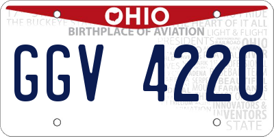 OH license plate GGV4220
