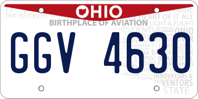 OH license plate GGV4630