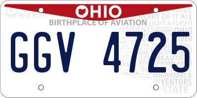 OH license plate GGV4725