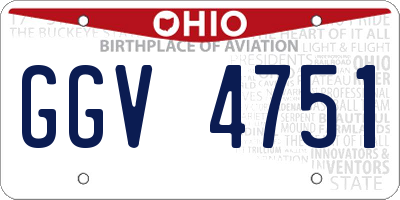 OH license plate GGV4751