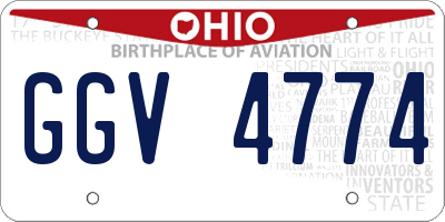 OH license plate GGV4774
