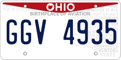 OH license plate GGV4935