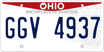 OH license plate GGV4937