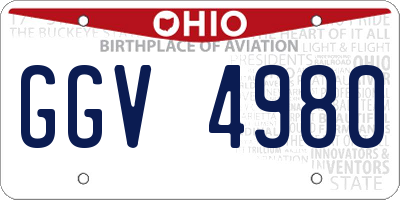 OH license plate GGV4980