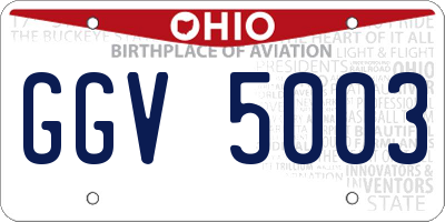 OH license plate GGV5003