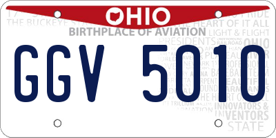OH license plate GGV5010