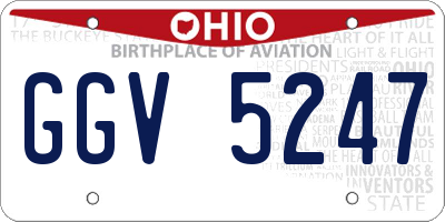 OH license plate GGV5247