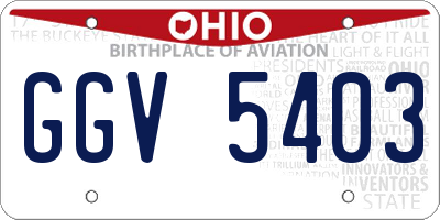 OH license plate GGV5403