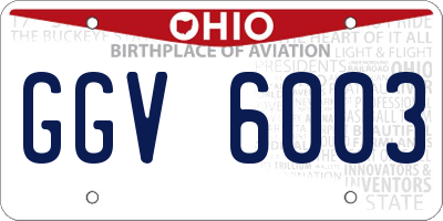 OH license plate GGV6003