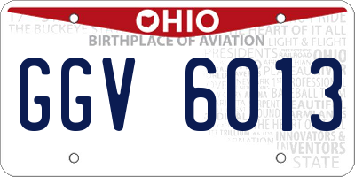 OH license plate GGV6013