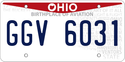 OH license plate GGV6031