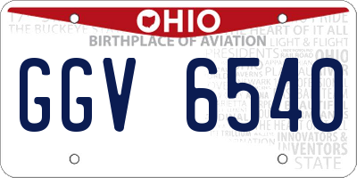 OH license plate GGV6540