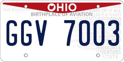 OH license plate GGV7003