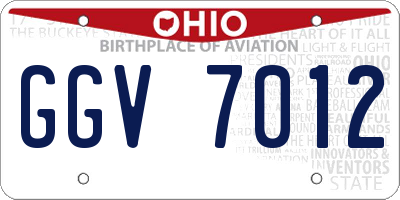 OH license plate GGV7012