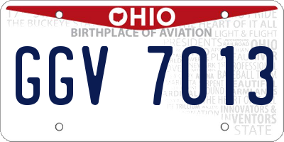 OH license plate GGV7013