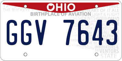 OH license plate GGV7643