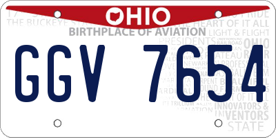 OH license plate GGV7654