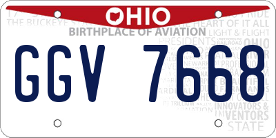 OH license plate GGV7668