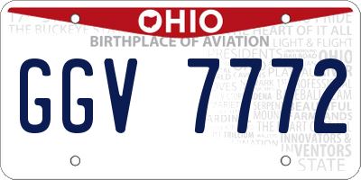 OH license plate GGV7772