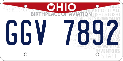 OH license plate GGV7892