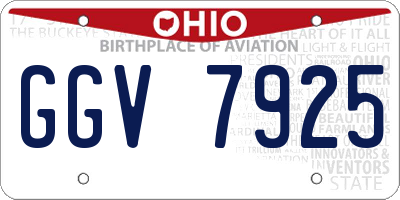 OH license plate GGV7925