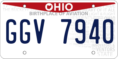 OH license plate GGV7940