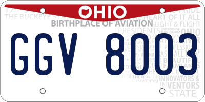 OH license plate GGV8003