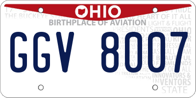 OH license plate GGV8007
