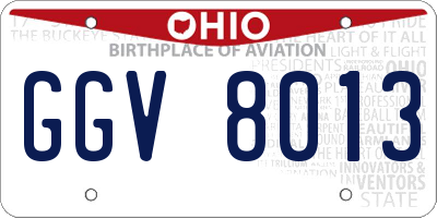 OH license plate GGV8013