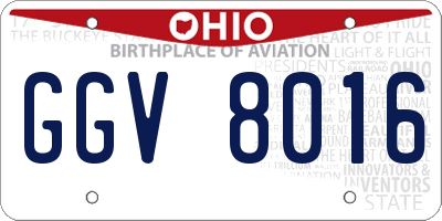 OH license plate GGV8016