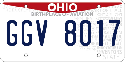 OH license plate GGV8017