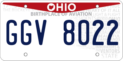 OH license plate GGV8022