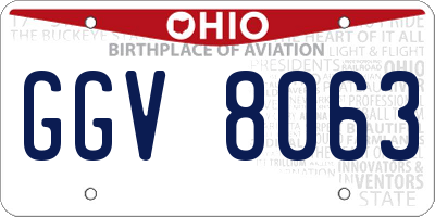 OH license plate GGV8063