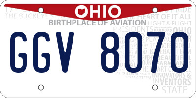 OH license plate GGV8070
