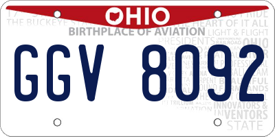 OH license plate GGV8092