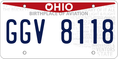 OH license plate GGV8118