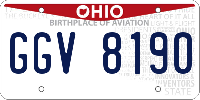 OH license plate GGV8190