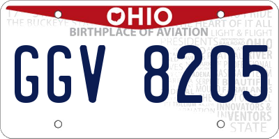 OH license plate GGV8205