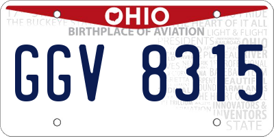 OH license plate GGV8315