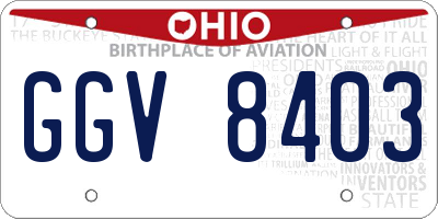 OH license plate GGV8403