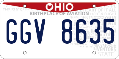 OH license plate GGV8635