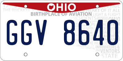 OH license plate GGV8640